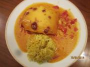 Hühnchenbrust überbacken mit Curryreis - Rezept