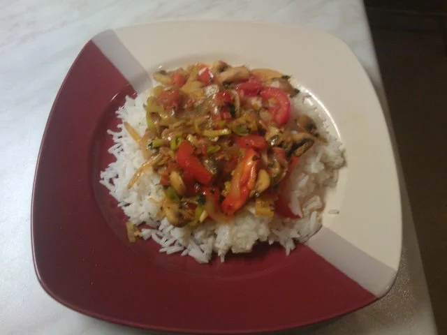 Rezept: Champignon-Gemüse-Pfanne auf Reisbett Bild Nr. 7 Champignon-Gemüse-Pfanne auf Reisbett - Rezept - Bild Nr. 7