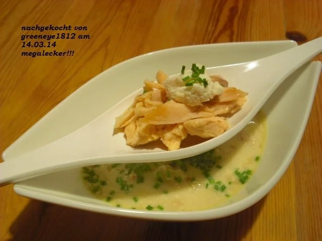 Rezept: Sauerkrautrahmsüppchen mit geräucherter Forelle Bild Nr. 4 Sauerkrautrahmsüppchen mit geräucherter Forelle - Rezept - Bild Nr. 4