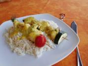 Fischspieße mit Paprikasoße>> - Rezept