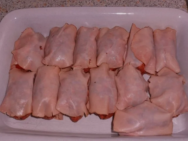 Ofengerichte: Gratinierte Schinken-Hackröllchen in cremiger Tomatensoße - Rezept - Bild Nr. 6