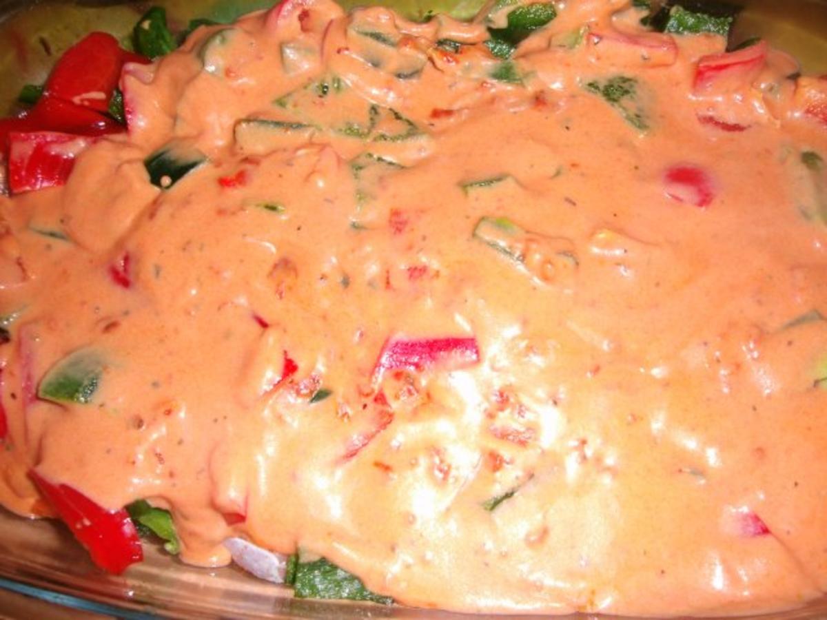 Steak mit Paprika in Tomatensauce überbacken - Rezept - Bild Nr. 6