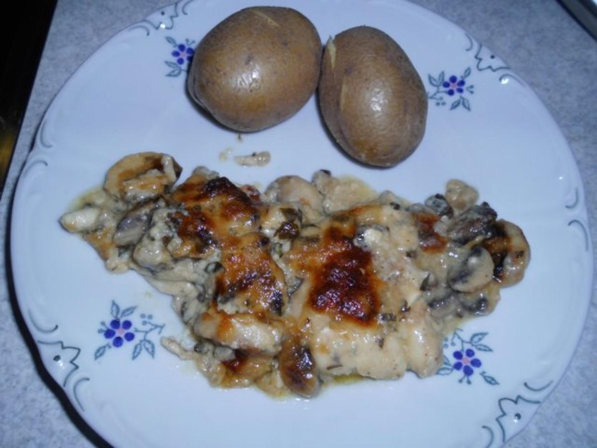 Schollenfilets-Auflauf mit Champignon-Soße - Rezept