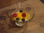 Geeistes Champagnersüppchen mit Joghurt-Mousse und Mango-Bergamotte Sorbet - Rezept