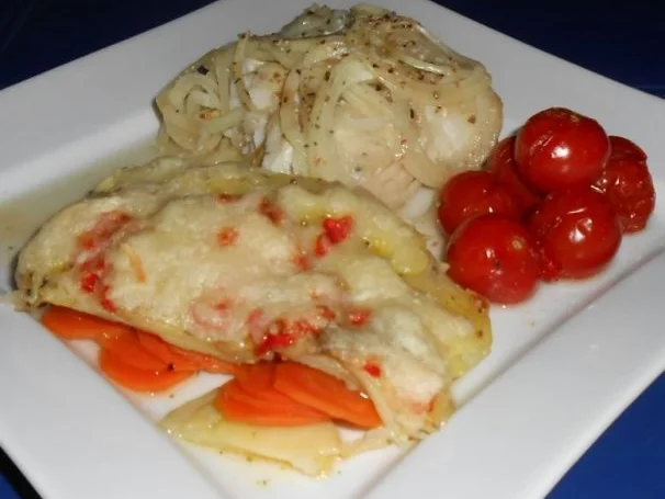 Kabeljaurückenfilet aus dem Ofen mit überbackenem Karotten-Kartoffelgemüse - Rezept - Bild Nr. 12