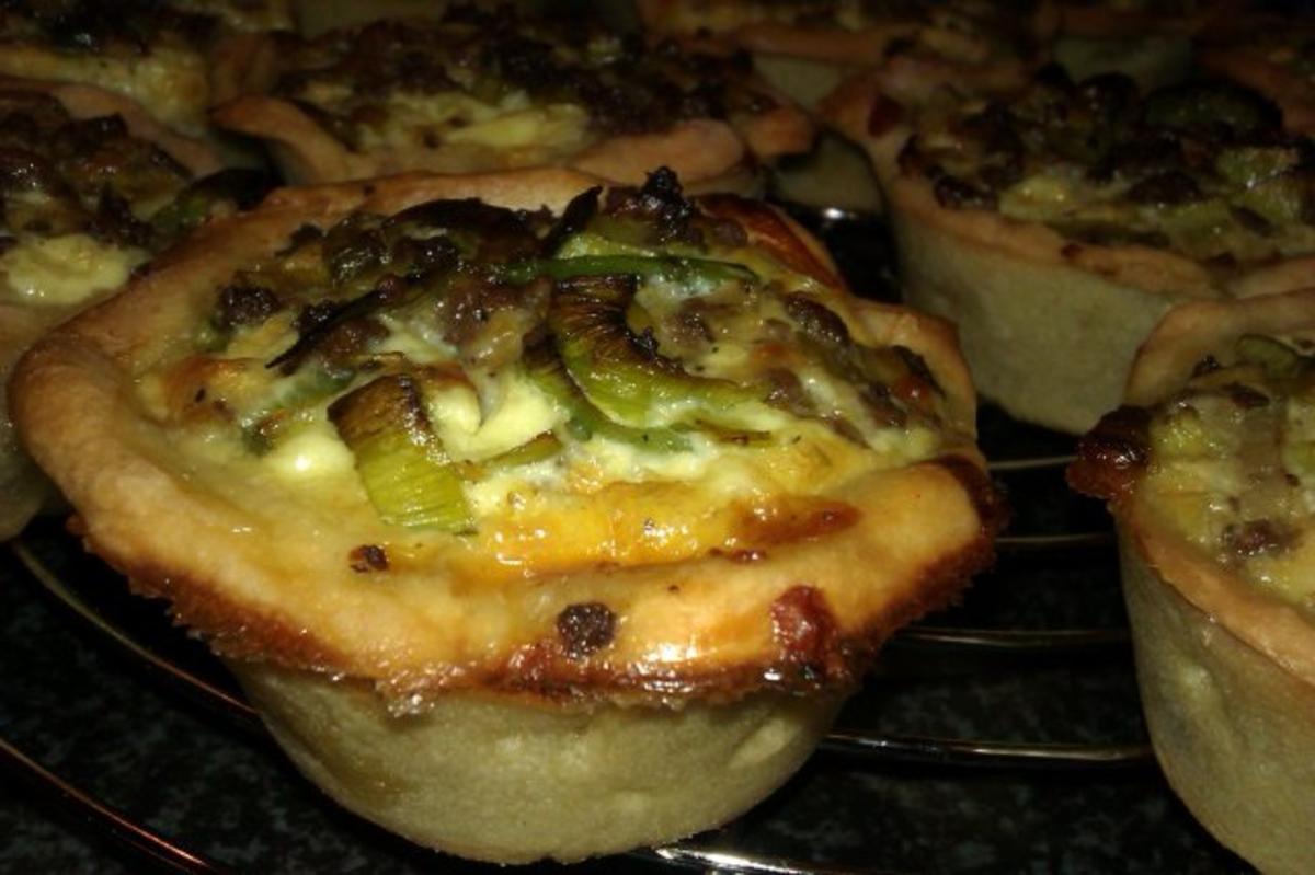 Mini-Quiches mit Hack und Lauch - Rezept