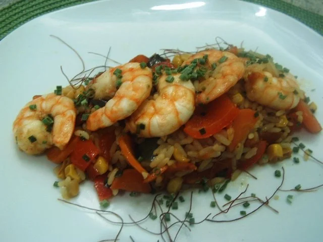 Reispfanne mit Garnelen - Rezept