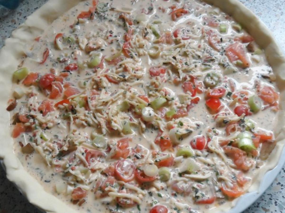 Blätterteig: Bunte Lachs Champignon Tarte - einfach - 74 kcal/100g