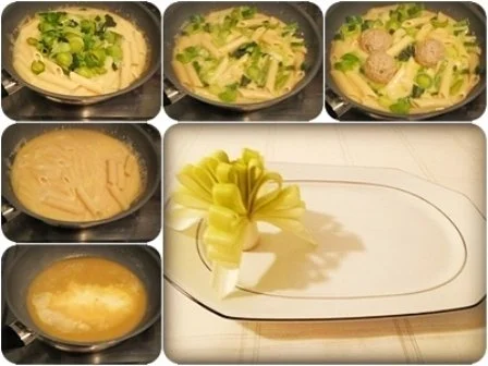 Lauch - Penne in Weißweinsauce und ♔Königsberger Klopse  dazu - Rezept - Bild Nr. 3