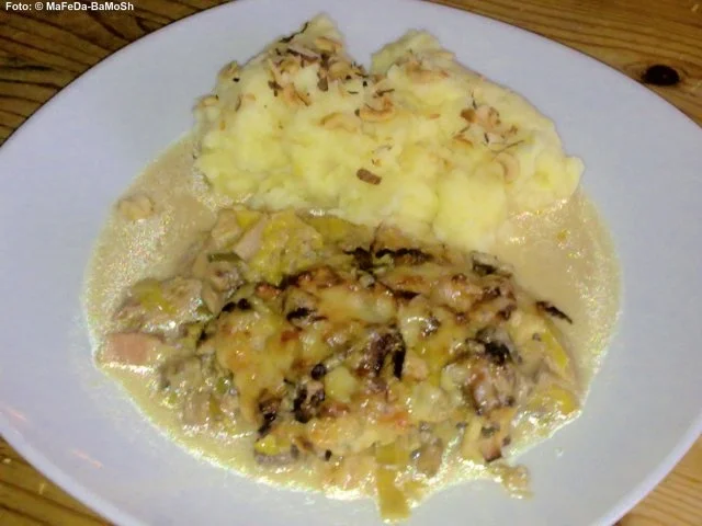 Ofenschnitzel mit Lauch und Champignons - Rezept