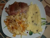 kabeljau, mit parmaschinken und trauben,(mandarinen od. orangen)-fenchel gemüse - Rezept