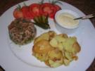 Krabbensülze im Glas, an Senf-Créme fraiche und Bratkartoffeln - Rezept