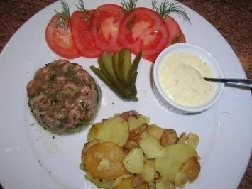 Krabbensülze im Glas, an Senf-Créme fraiche und Bratkartoffeln - Rezept - Bild Nr. 3