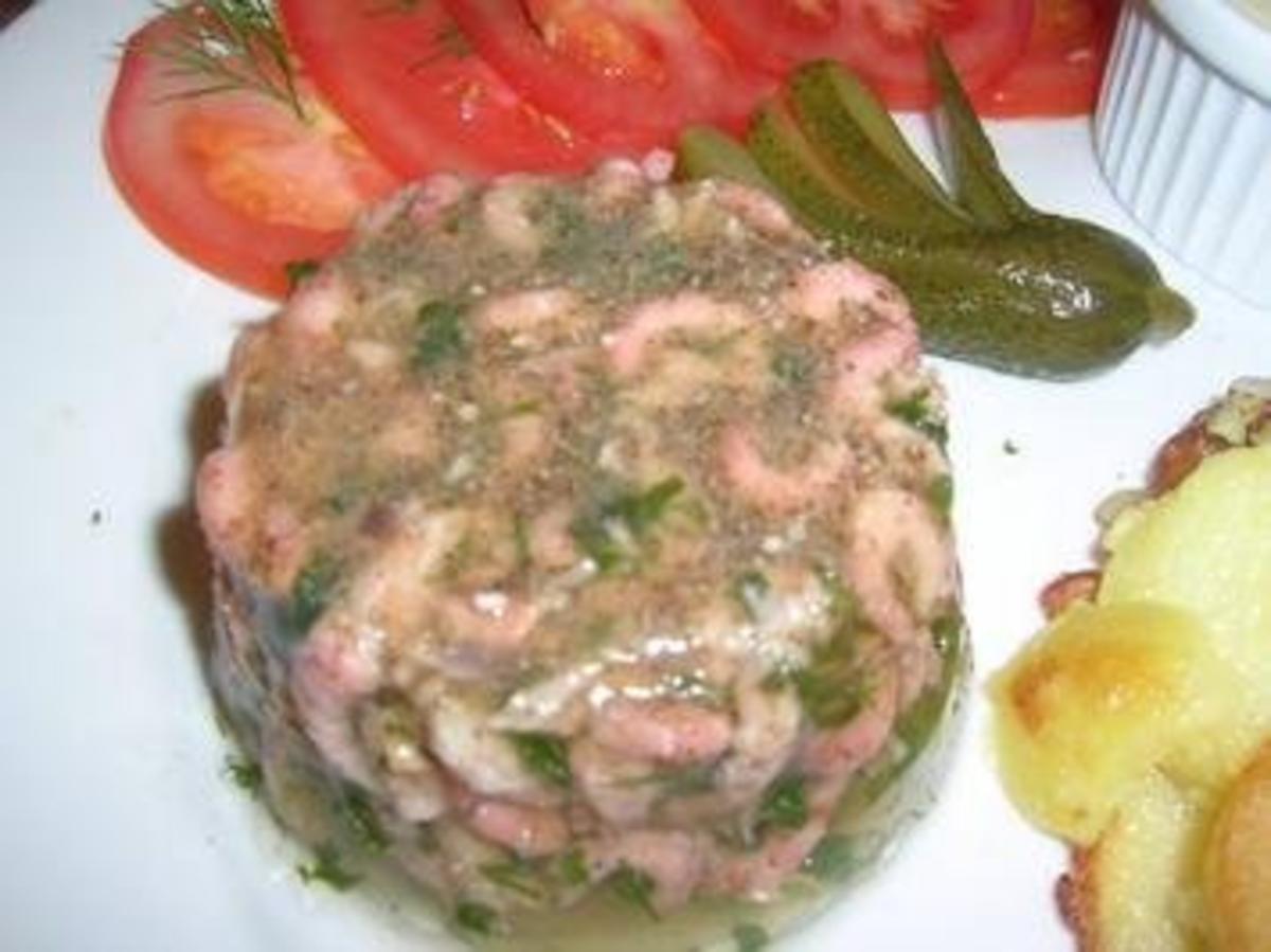 Krabbensülze im Glas, an Senf-Créme fraiche und Bratkartoffeln - Rezept - Bild Nr. 5