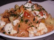 Auflauf/Gratin: Herzhafter Champignon-Kartoffelpüree-Auflauf mit Schafskäse - Rezept