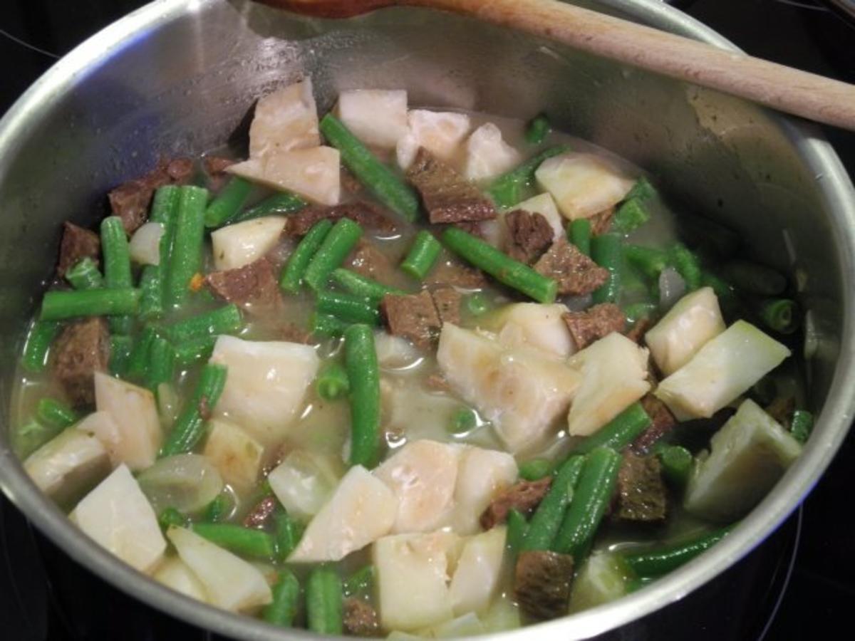 Vegan : Soja - Rindvleisch  mit grünen Bohnen an Reis - Rezept - Bild Nr. 13