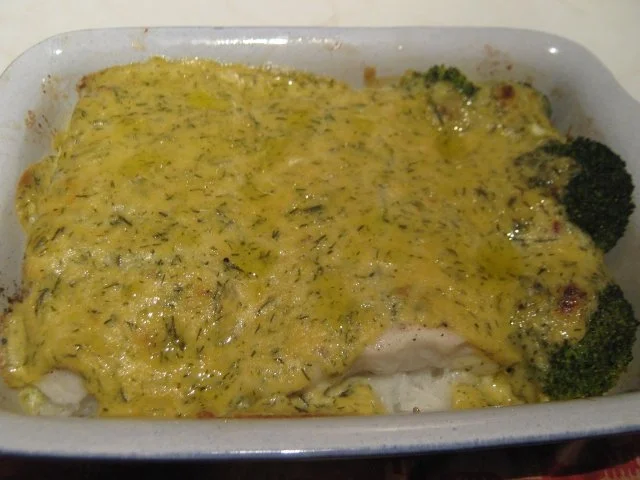 Rezept: Kabeljau auf einem Reisbett, unter Senf-Sahne-Sauce überbacken Bild Nr. 5 Kabeljau auf einem Reisbett, unter Senf-Sahne-Sauce überbacken - Rezept - Bild Nr. 5