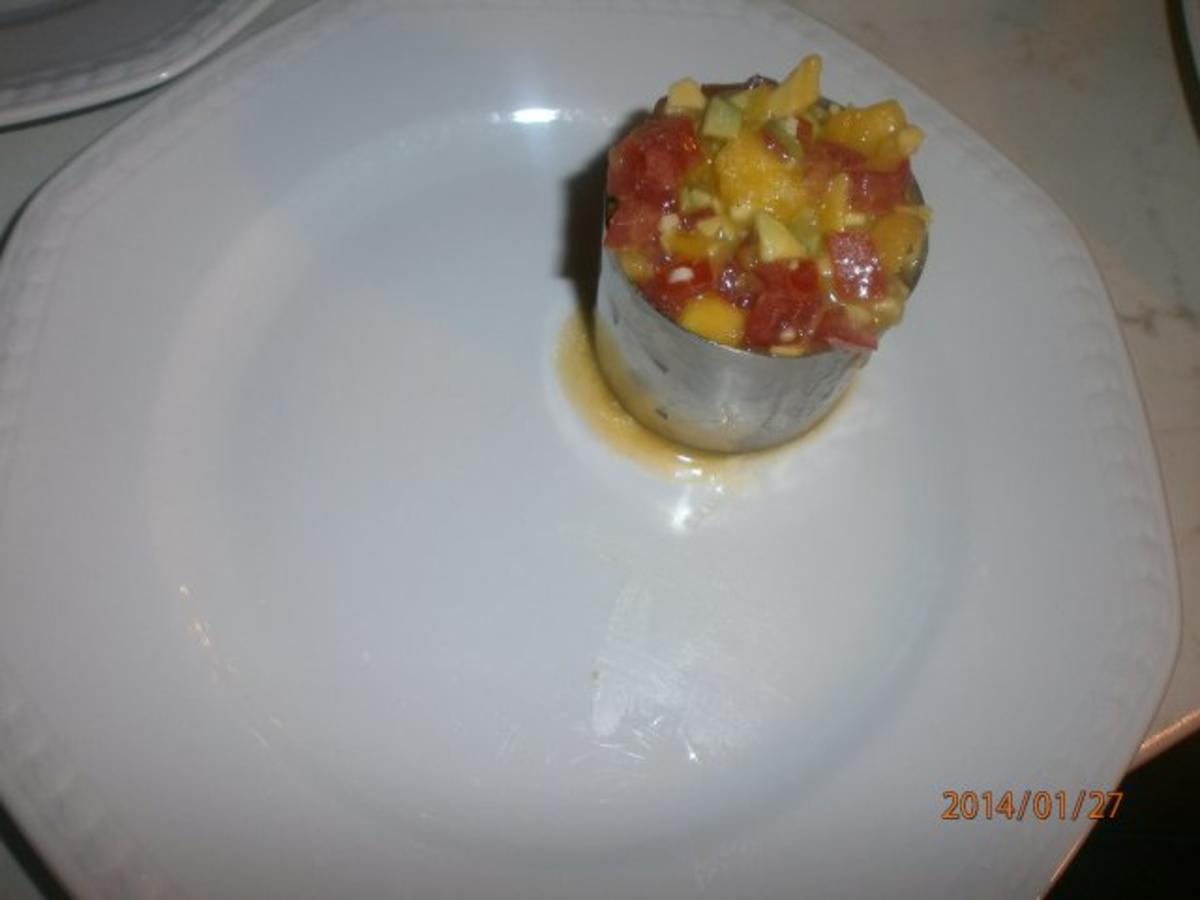 Avocado-Mango-Salsa mit Garnelen und Hühnerbrustspießen - Rezept - Bild Nr. 5