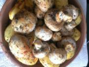 Geschnetzeltes mit Champignons u. Kartoffeln im Blumentopf - Rezept