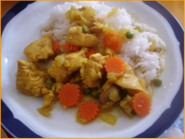 Rezept: Hähnchenbrustfilet-Curry mit Reis nach Papa Hähnchenbrustfilet-Curry mit Reis nach Papa - Rezept