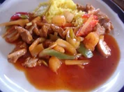 Schweinefilet süß-sauer mit gelben Reis - Rezept