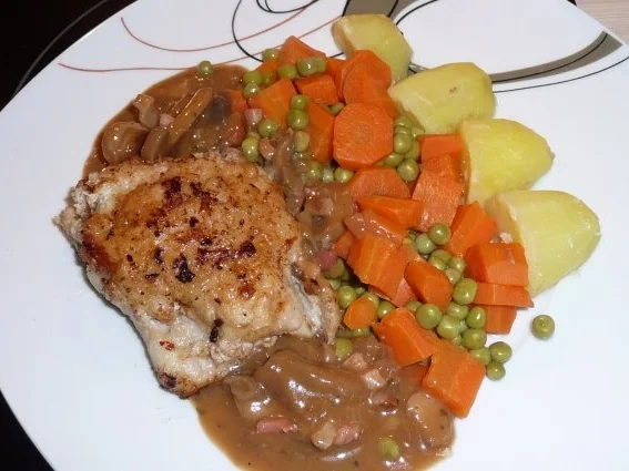 Schnitzelpäckchen gefüllt mit Champignons und Zwiebeln - Rezept