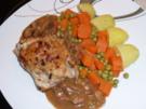 Schnitzelpäckchen gefüllt mit Champignons und Zwiebeln - Rezept