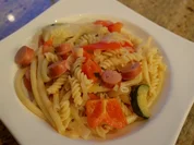 Gemüse-Würstchen-Peperoni-Brunch-Pfanne - Rezept