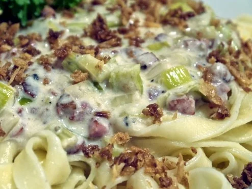 Tagliatelle mit Porree und Schinken in Meerrettichrahm - Rezept - Bild Nr. 13