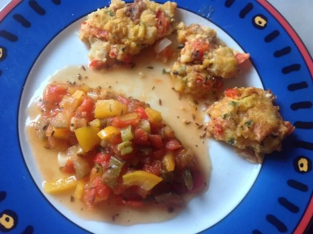 Kartoffelplätzchen mit scharfem Gemüse - Rezept