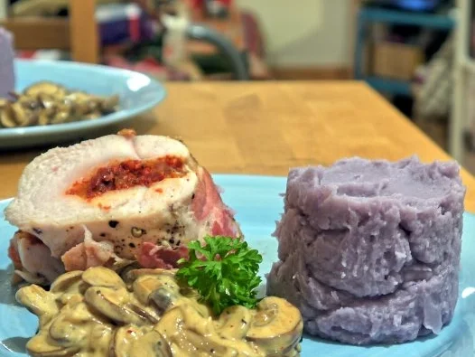 Gefüllte Hähnchenbrust, lia Kapü mit Lavendelduft, Rahmchampignons - Rezept - Bild Nr. 17