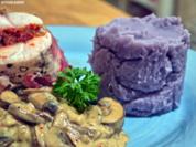 Gefüllte Hähnchenbrust, lia Kapü mit Lavendelduft, Rahmchampignons - Rezept