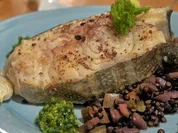 Skrei-Kotelett auf Linsen-Fenchel-Apfel-Gemüse und Gremolata-Pesto - Rezept