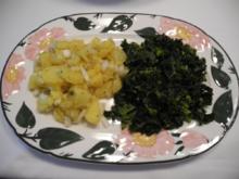 Vegan : Zwiebel - Kartoffel - Salat mit Porree - Grünkohl - Rezept