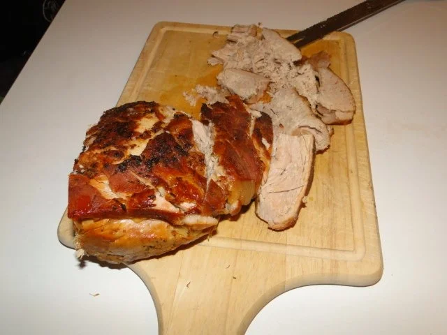 Rezept: Schinkenschweinebraten in Weissweinsauce mit Zwiebeln und Rosenkohl Bild Nr. 9 Schinkenschweinebraten in Weissweinsauce mit Zwiebeln und Rosenkohl - Rezept - Bild Nr. 9