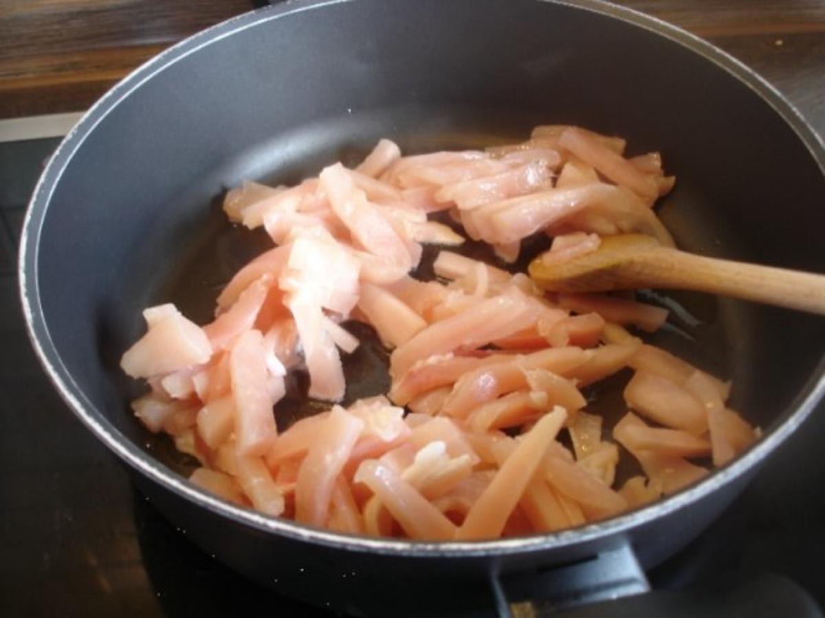 Spaghetti mit Hähnchenbrustfilet Champignonsauce - einfach - von MausVoh