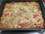 Auflauf: Hirtentopf unter einer Creme fraiche - Haube - Rezept