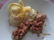 Zucchinischnitzel im Cornflaksmantel mit Sellerie-Kartoffel -Zitronen -Püree - Rezept