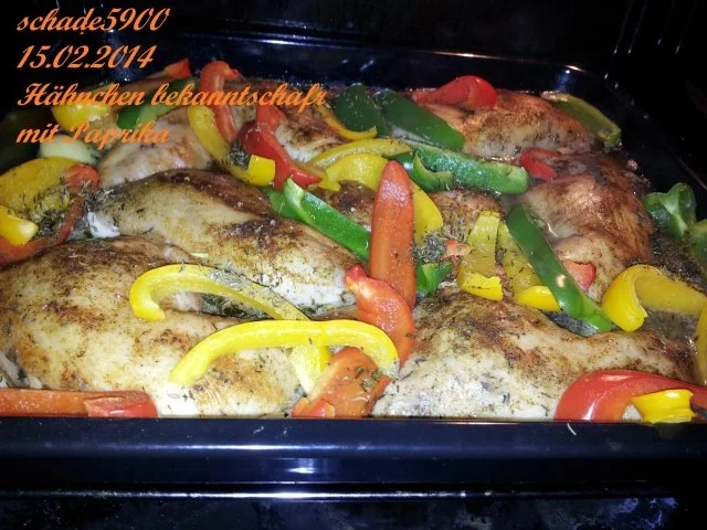 Wild und Geflügel: Hähnchen bekanntschft mit  Paprika - Rezept