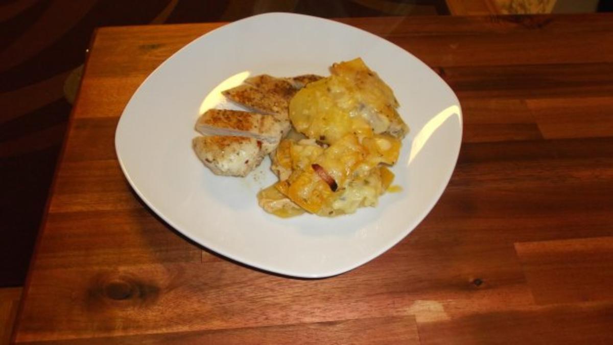 Bilder für Kartoffel-Steckrüben Gratin mit Hähnchenbrustfilet - Rezept