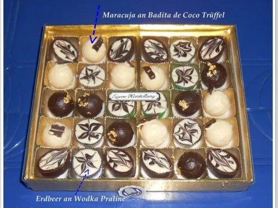 Erdbeer an Wodka Praline und Maracuja an Batida de Coco Trüffel - Rezept - Bild Nr. 2