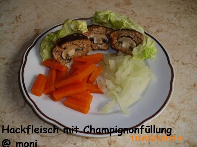 Hackfleisch mit Champignonfüllung - Rezept