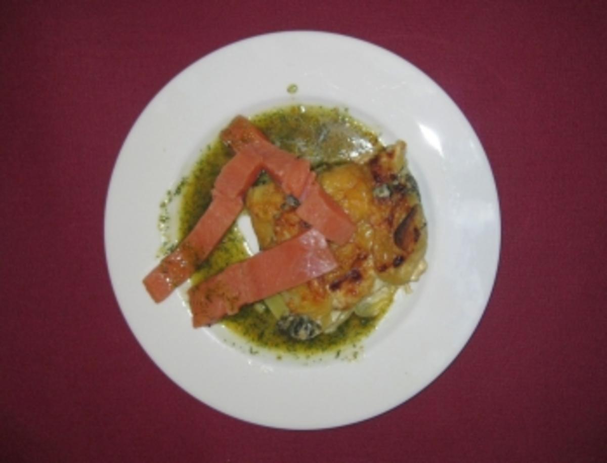 Bilder für Lachs selbst gebeizt, mit Erdapfel-Spinat-Auflauf - Rezept