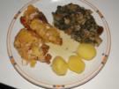 Schmetterlingssteak überbacken mit Pilzrahmspinat - Rezept