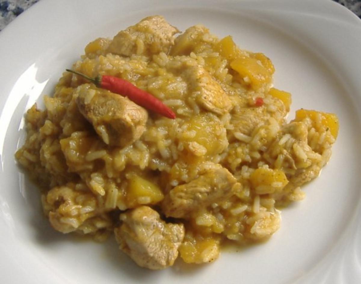 Hähnchencurry mit Kürbis und Reis - Rezept