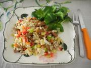 Vegan : Bunter Seitan - Reissalat mit Feldsalat - Rezept