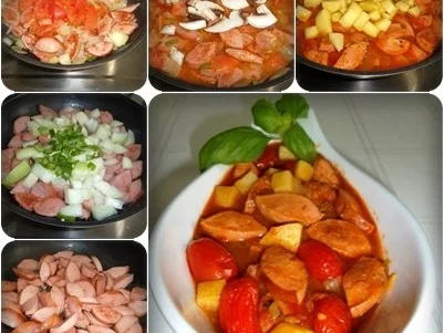 Rezept: Pikantes Wurstgulasch mit Kartoffeln Bild Nr. 3 Pikantes Wurstgulasch mit Kartoffeln - Rezept - Bild Nr. 3