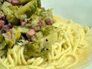 Spaghetti mit Rosenkohl-Parmesan-Sauce - Rezept