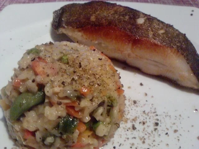 FISCH KRIEGT DIE KUGEL -----  HEILBUTTSTEAK GEBRATEN MIT ASIA-RISOTTO-BEILAGE - Rezept - Bild Nr. 14