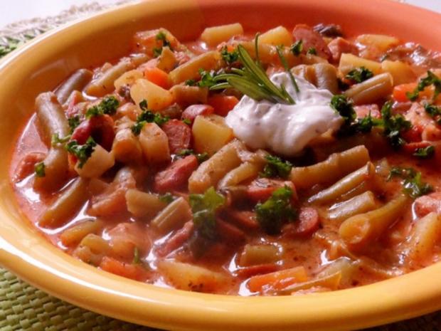 Eintöpfe &amp; Suppen: Bunter Bohneneintopf mit Kasseler und Cabanossi ...